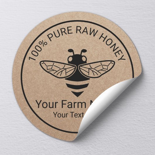 Sticker Rond Miel Jar Miel frais Bee Apiary Beekeeper