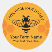 Sticker Rond Miel Jar Pure Miel Apiary Bee Apiary Beekeeper (Devant)