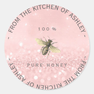 Sticker Rond Miel Maison De Cuisine Rose Rose Or