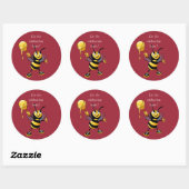 Sticker Rond Miel rouge Bee Rosh HaShana (Feuille)