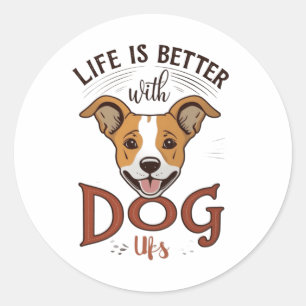 Sticker Rond Mieux avec les chiens