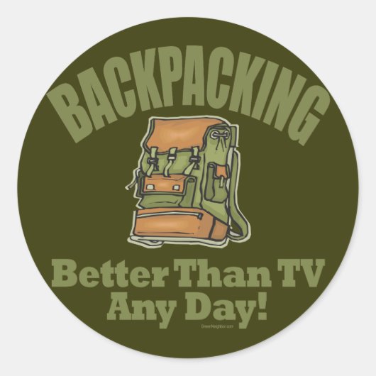 Sticker Rond Mieux que la télévision - Backpacking (Devant)