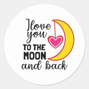 Sticker Rond Mignon amour toi lune dos mot art