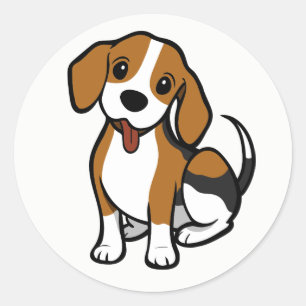 Sticker Rond Mignon Amoureux de Beagle Chien Cartoon Amour Beag