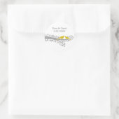 Sticker Rond mignon arbre jaune lovebirds mariage faveurs autoc (Sac)
