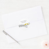 Sticker Rond mignon arbre jaune lovebirds mariage faveurs autoc (Enveloppe)
