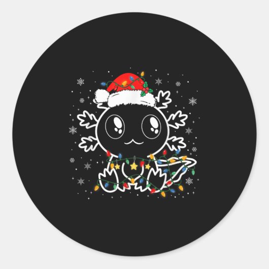 Sticker Rond Mignon Axolotl Santa Chapeau Amusant Garçons Fille (Devant)