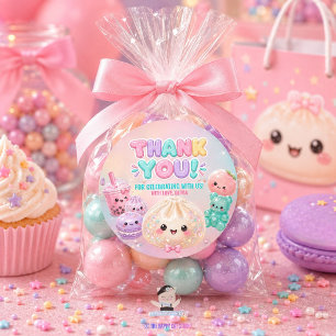 Sticker Rond Mignon Bao Dumpling Pailleté Squishy Fête Annivers