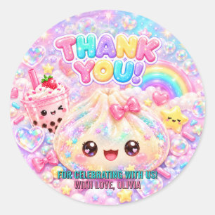 Sticker Rond Mignon Bao Dumpling Paillettes Squishy Fête Annive