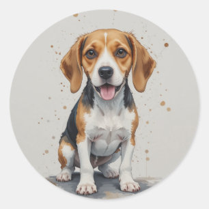 Sticker Rond Mignon Beagle Heureux Animal De Compagnie