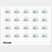 Sticker Rond Mignon Bébé Kawaii Timide Sous La Couverture – Dou (Feuille)