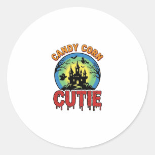 Sticker Rond Mignon bonbon de maïs Château Halloween vintage De