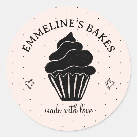 Sticker Rond Mignon Boulanger à Domicile Illustre Cupcake Rose (Devant)
