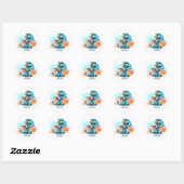 Sticker Rond Mignon cerf-volant bleu-orange (Feuille)