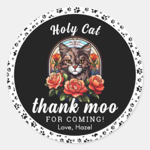 Sticker Rond mignon chat, je suis un !   chat fille 1er anniver