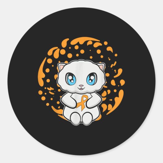 Sticker Rond Mignon chat persan animé Chatons Sensibilisation à (Devant)