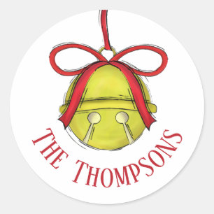 Sticker Rond Mignon Cloche Fantaisiste Noël tout au Long de la