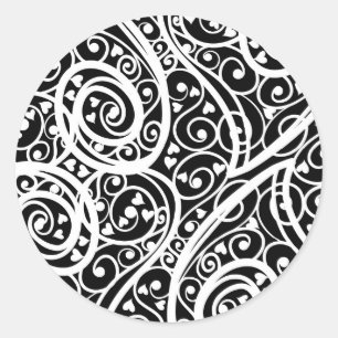 Sticker Rond Mignon cœurs noirs blancs fond de conception d'amo