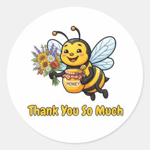 Sticker Rond Mignon design de abeille à miel Merci beaucoup