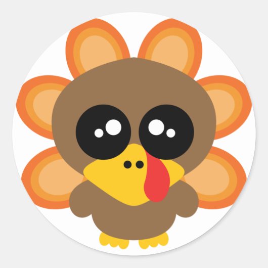 Sticker Rond 🦃 mignon dinde garçon 2.0 / action de grâces (Devant)