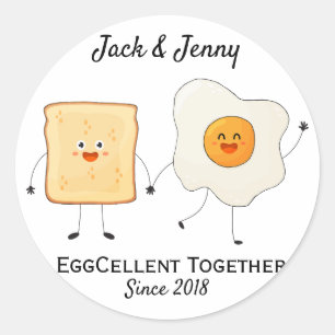 Sticker Rond Mignon Drôle Joyeux Toast Eggcellent Ensemble