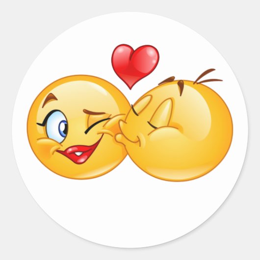 Sticker Rond mignon émoji amour coeur baiser (Devant)