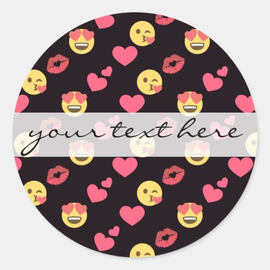 Sticker Rond mignon émotion douce amour coeur baiser lèvres mot (Devant)