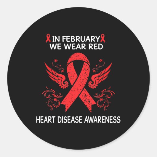 Sticker Rond Mignon En février, nous portons du rouge pour comb (Devant)