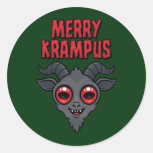 Sticker Rond Mignon et Flippant Joyeux Krampus