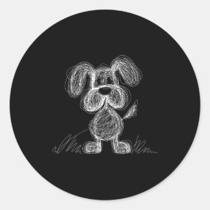 Sticker Rond Mignon gribouillis chiot dessin animé style 