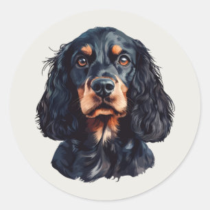 Sticker Rond Mignon Happy Black Cocker Spaniel Animal de Compag