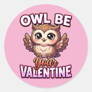 Sticker Rond Mignon Hibou de la Saint-Valentin – Je serai votre