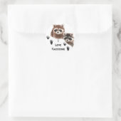 Sticker Rond Mignon, J'aime Raccoon, Citation de la nature anim (Sac)