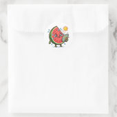 Sticker Rond Mignon Kawaii Dallae de pastèque marocaine d'été A (Sac)