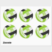 Sticker Rond mignon lime vert noir volleyball personnalisé (Feuille)