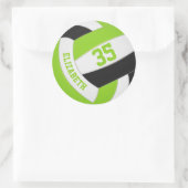 Sticker Rond mignon lime vert noir volleyball personnalisé (Sac)