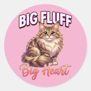 Sticker Rond Mignon Maine Coon pour la Saint-Valentin – Gros Fl