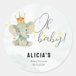 Sticker Rond Mignon Oh Bébé Éléphant Genre Neutre Merci