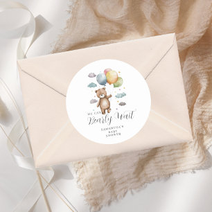 Sticker Rond Mignon On peut à peine attendre ours ballon Baby S