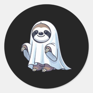 Sticker Rond Mignon paresseux d'Halloween fantôme dessin animé
