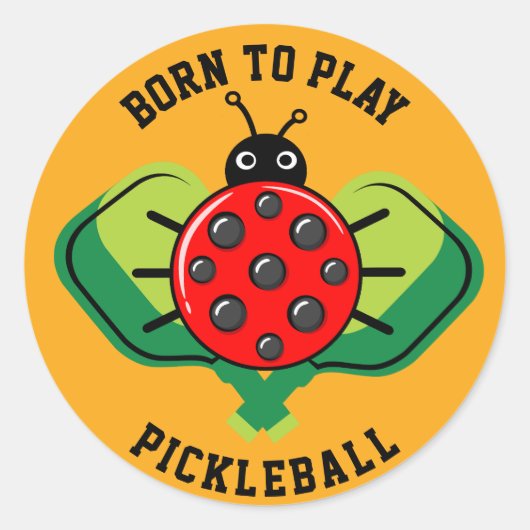Sticker Rond 🐞 mignon pickleball ladybug orange (Devant)