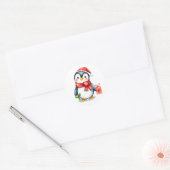 Sticker Rond Mignon pingouin de Noël festif (Enveloppe)