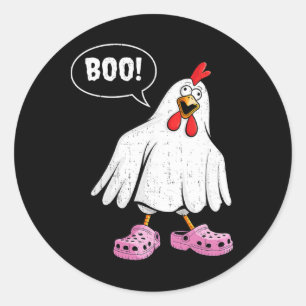 Sticker Rond Mignon poulet Boo avec chaussures roses drôle Hall