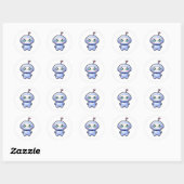 Sticker Rond Mignon Robot Mini Kawaii (Feuille)