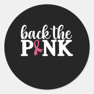 Sticker Rond Mignon Soutenez le Ruban Rose Mois de la Sensibili