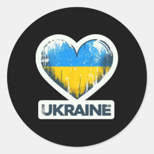 Sticker Rond Mignon vintage ukrainien nner éventail drapeau ukr