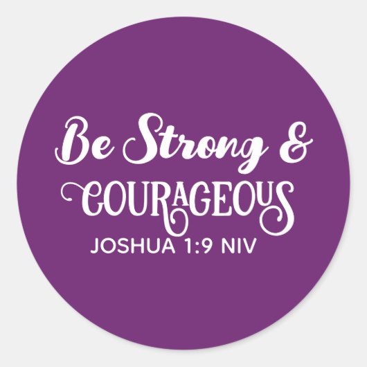 Sticker Rond Mignon Violet Foncé Fort et Courageux Simple (Devant)