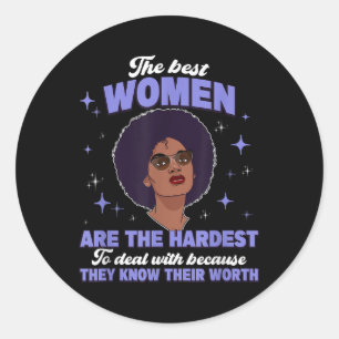 Sticker Rond Mignonne Afro Fille Noire Mois d'histoire Melanin