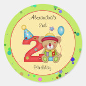 Sticker Rond Mignonne Âge de l'ours d'anniversaire 2 (Devant)