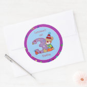 Sticker Rond Mignonne Âge de l'ours d'anniversaire 3 (Enveloppe)